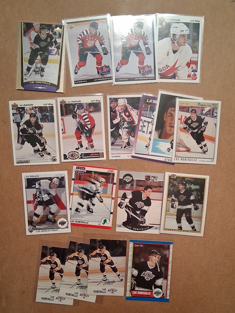 Lot of Luc Robitaille Hockey Cards - Los Angeles Kings - Black & White
